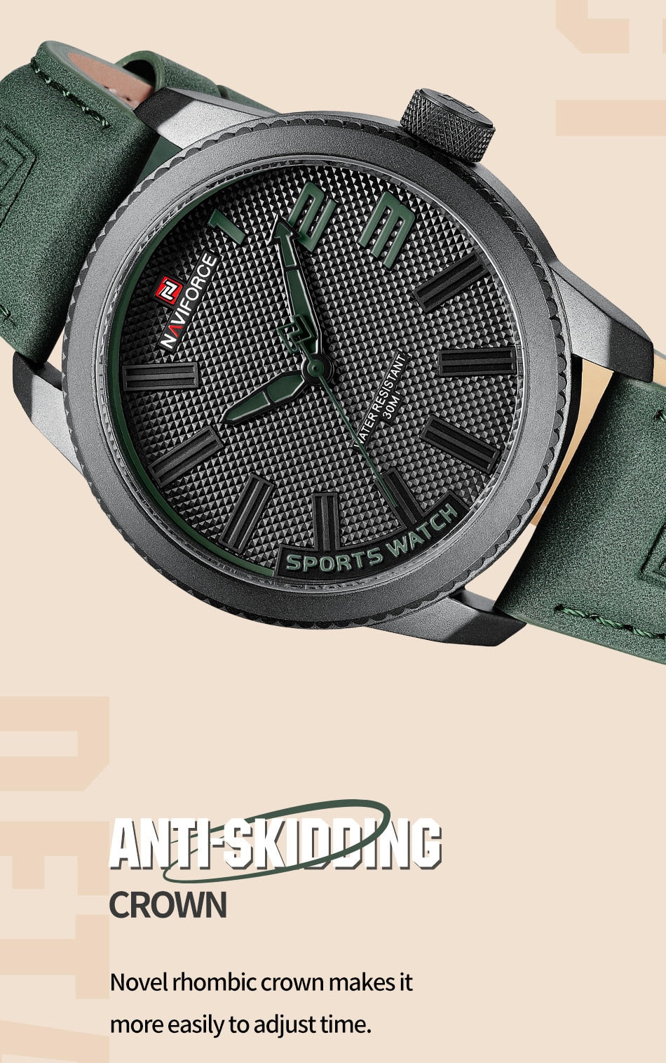 NAVIFORCE Popular Male Wristwatch Military Sports Shockproof Waterproof Leather Watch Men Fashion Casual Clock Relogio Masculino