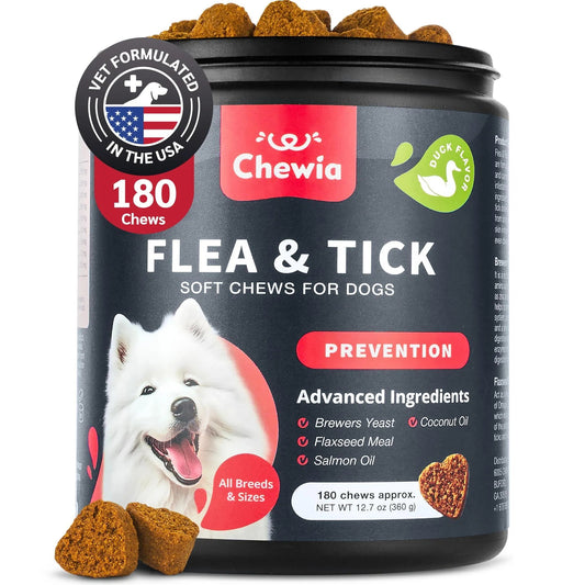 Natural Dog Flea & Tick Control Soft Treats Immune Support Supplement