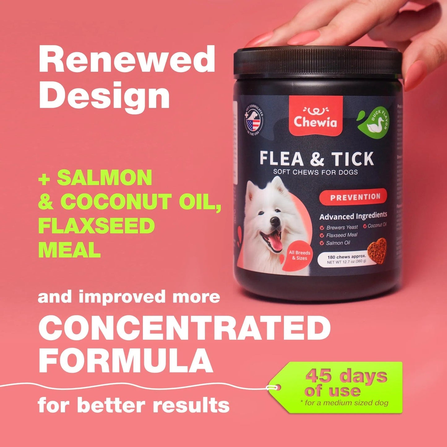 Natural Dog Flea & Tick Control Soft Treats Immune Support Supplement