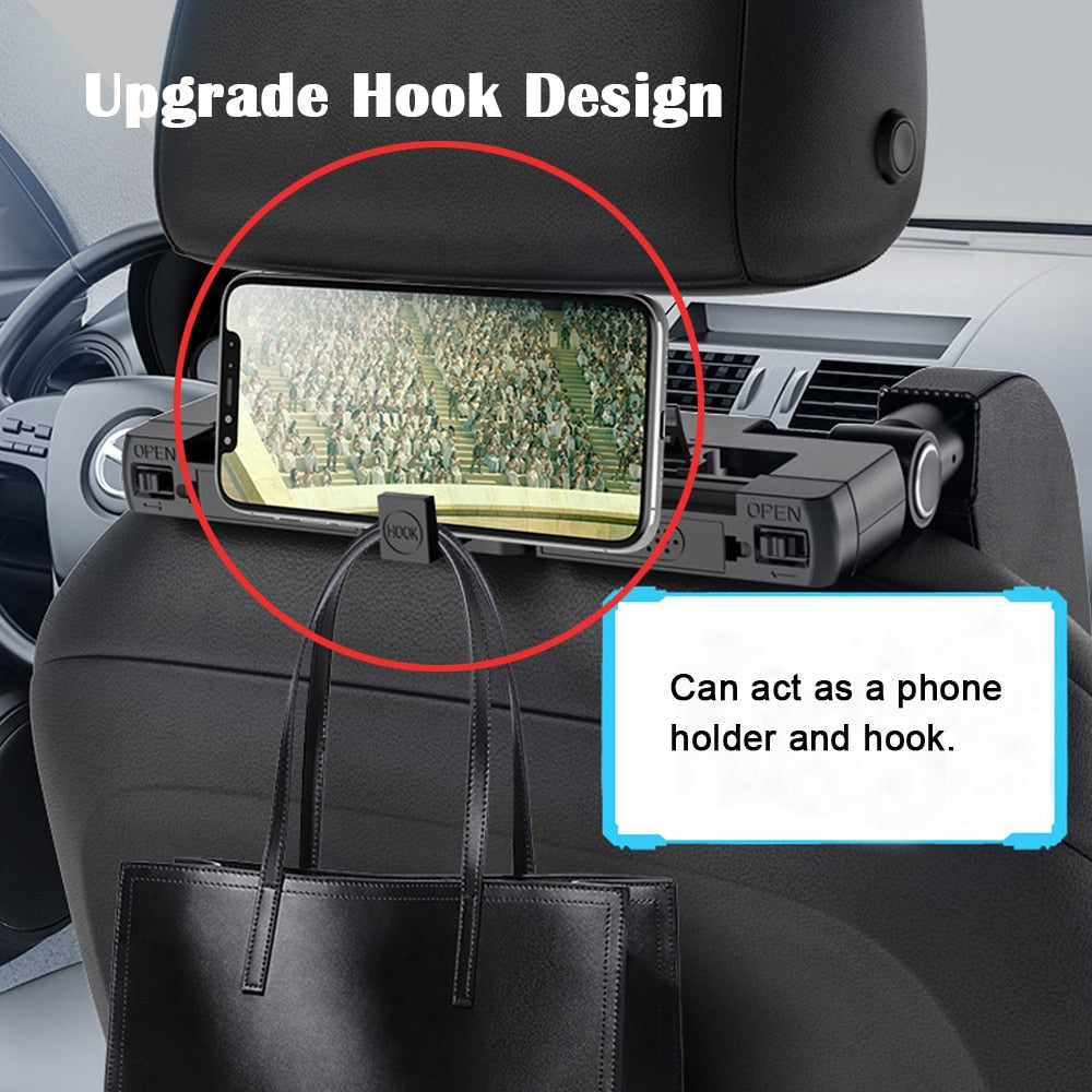 Car Neck Headrest Pillow Adjustable with Phone holder back seat