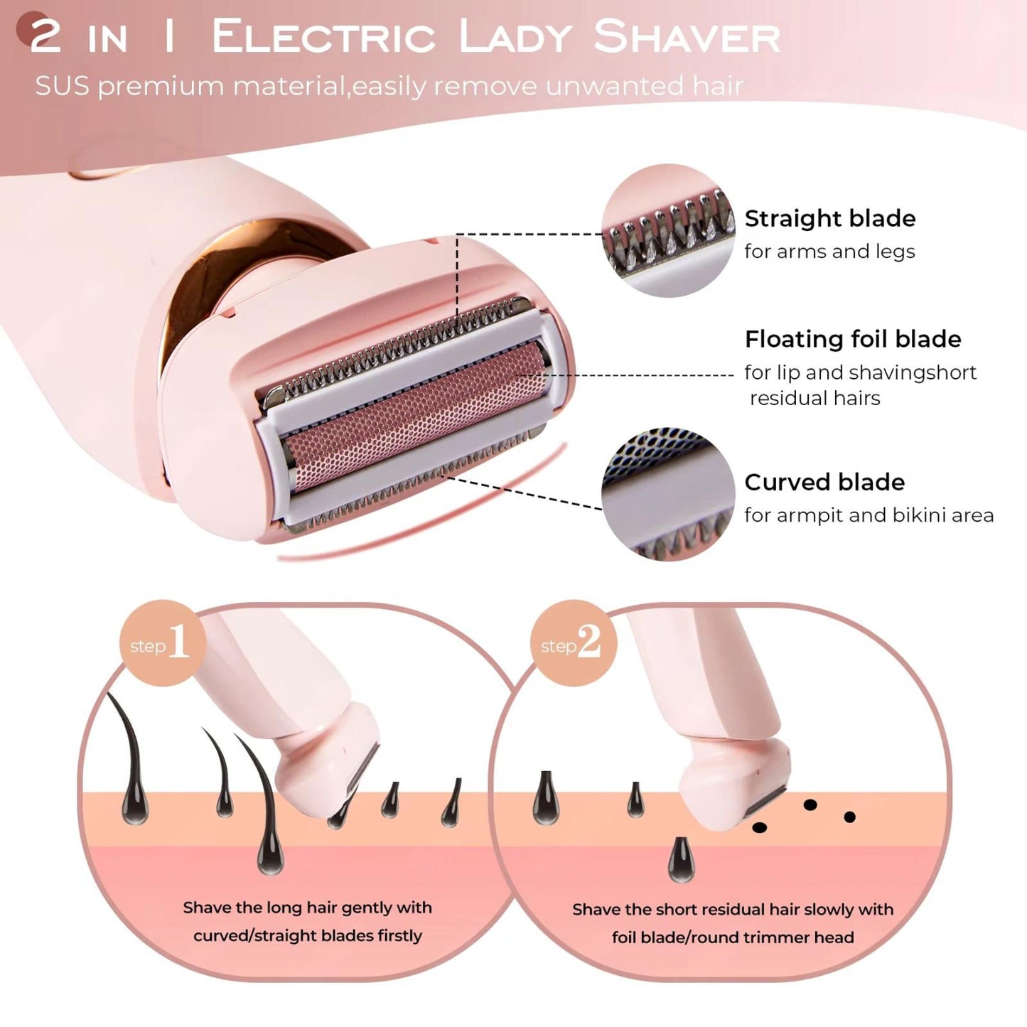 Aveli™2-in-1 Luxury Hair Remover Elegant Rechargeable Epilator for Smooth, Silky Skin